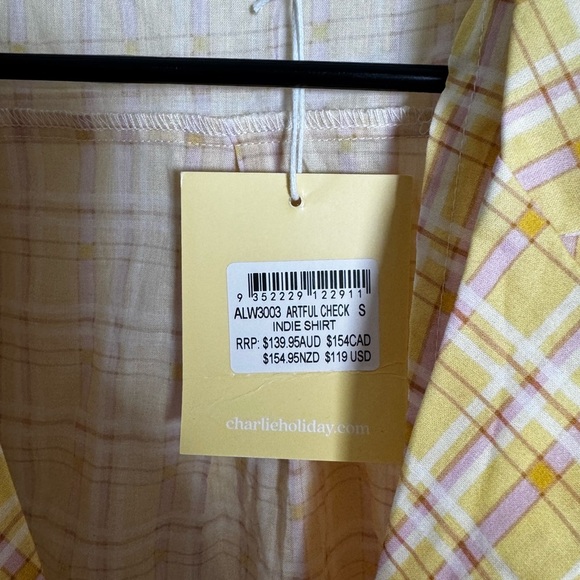 NWT Charlie Holiday Yellow Checkered top - Picture 4 of 5